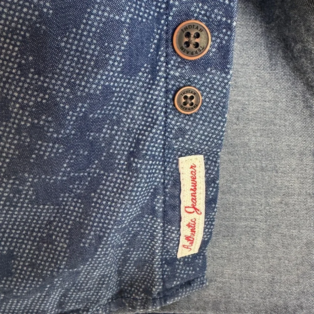 Indian Terrain Mens Sz Medium Slim Fit Vintage‎ Button Down Indigo Blue Shirt